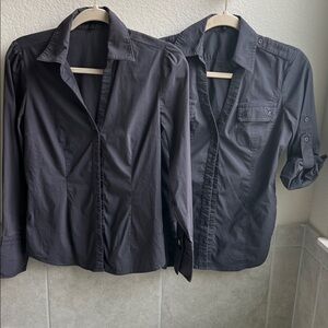 Lot of 2 Express Dark Gray Button-Up Shirts